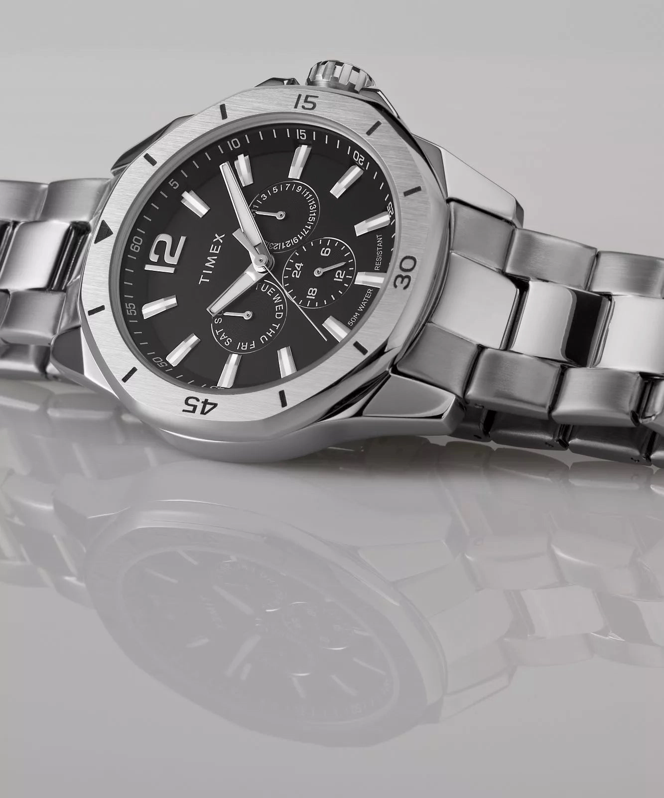 Timex Essex 44mm Stainless Steel Black Dial Watch TW2W79900