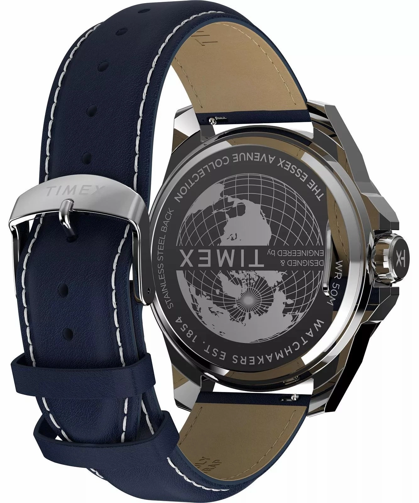 Timex Essex Multifunction 44mm Blue Leather Strap and Dial Watch TW2W80200