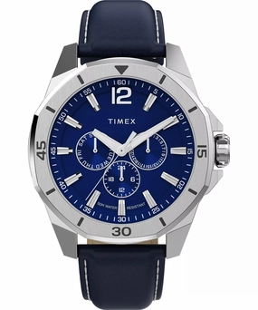 Timex Essex Multifunction 44mm Blue Leather Strap and Dial Watch TW2W80200