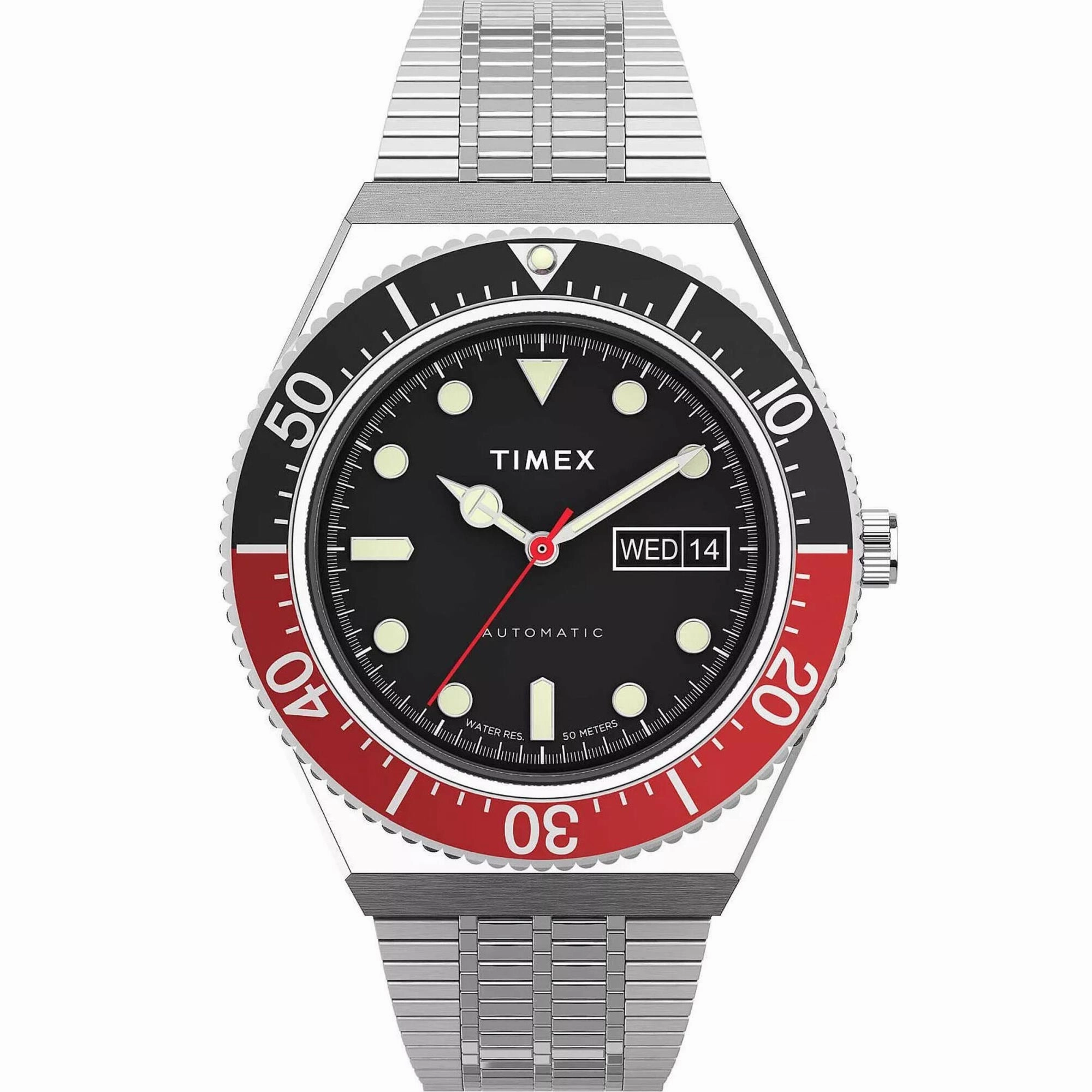Timex Men's Watch - M79 Automatic Black Dial Silver Tone Steel Bracelet | TW2U83400