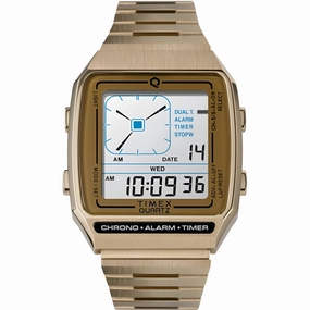 Timex Men's Watch - Q Timex Reissue White Dial Yellow Gold Bracelet | TW2U72500ZV