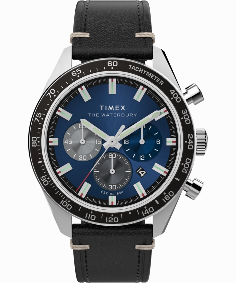 Timex Waterbury Chronograph Leather Strap Watch TW2Y18600