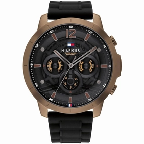 Tommy Hilfiger Men's Watch - Luca Day-Date Black Dial Silicone Rubber Strap | 1710491
