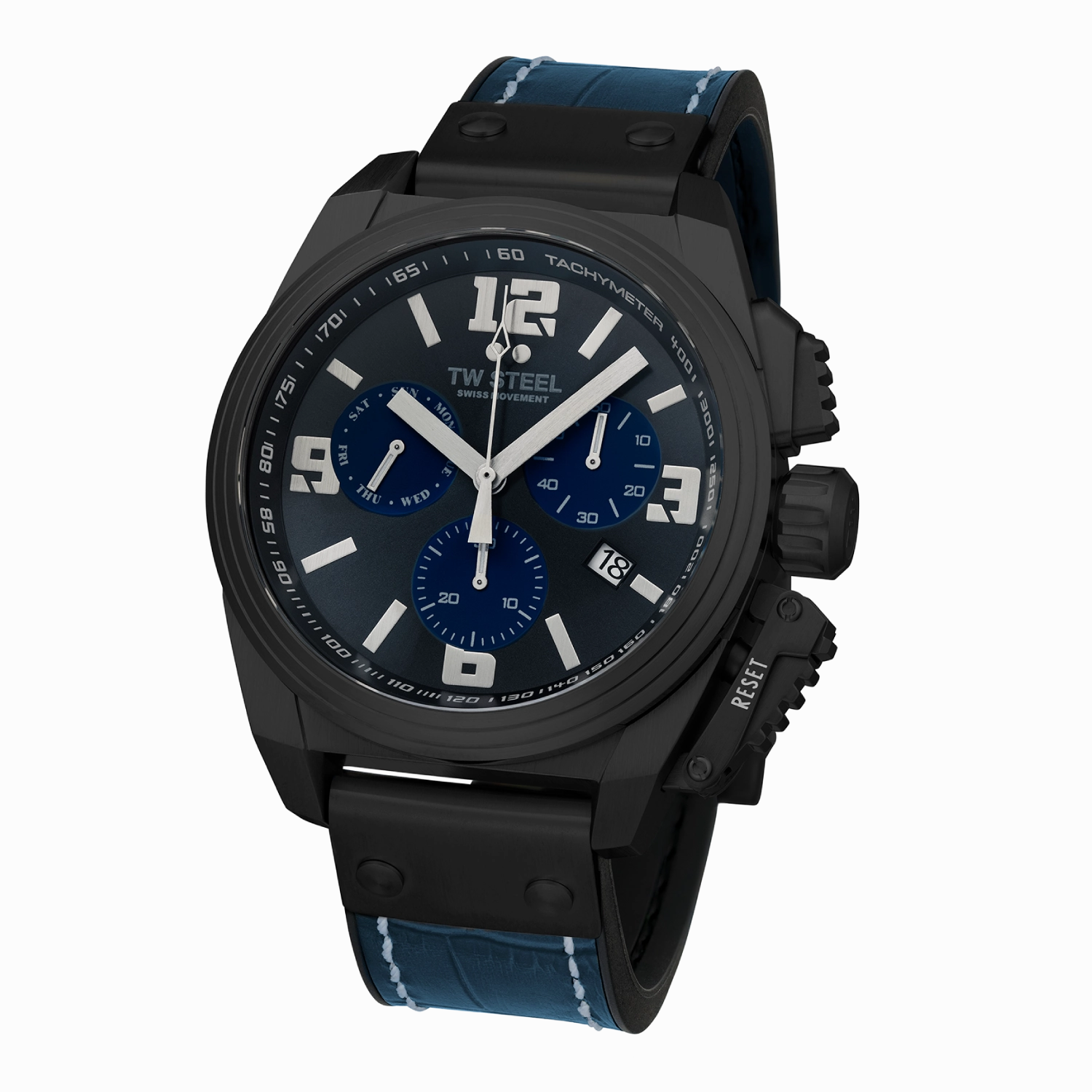 TW Steel Canteen 46MM Chronograph Blue Dial Mens Watch TW1117