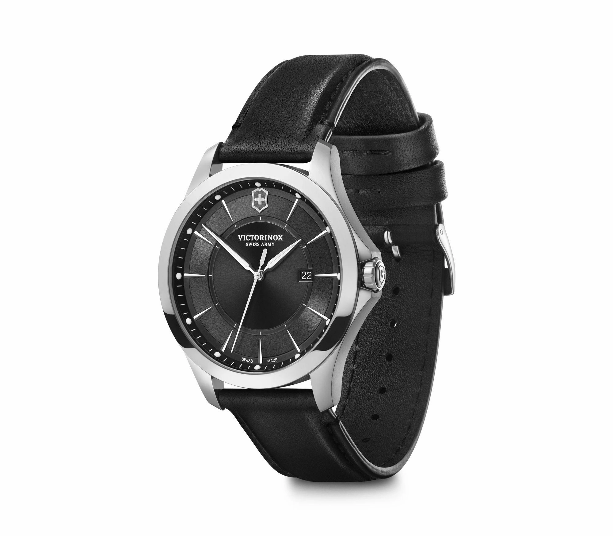 Victorinox Alliance Black Leather Strap Mens Watch 241904
