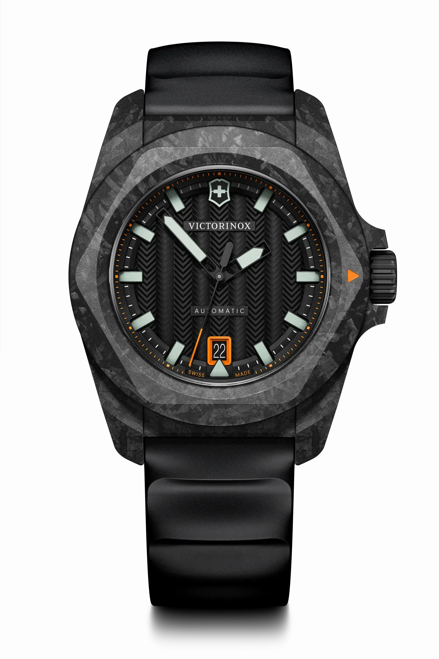 Victorinox I.N.O.X Automatic 41mm Set Black Rubber Black Dial Carbon Case Watch 242023.1