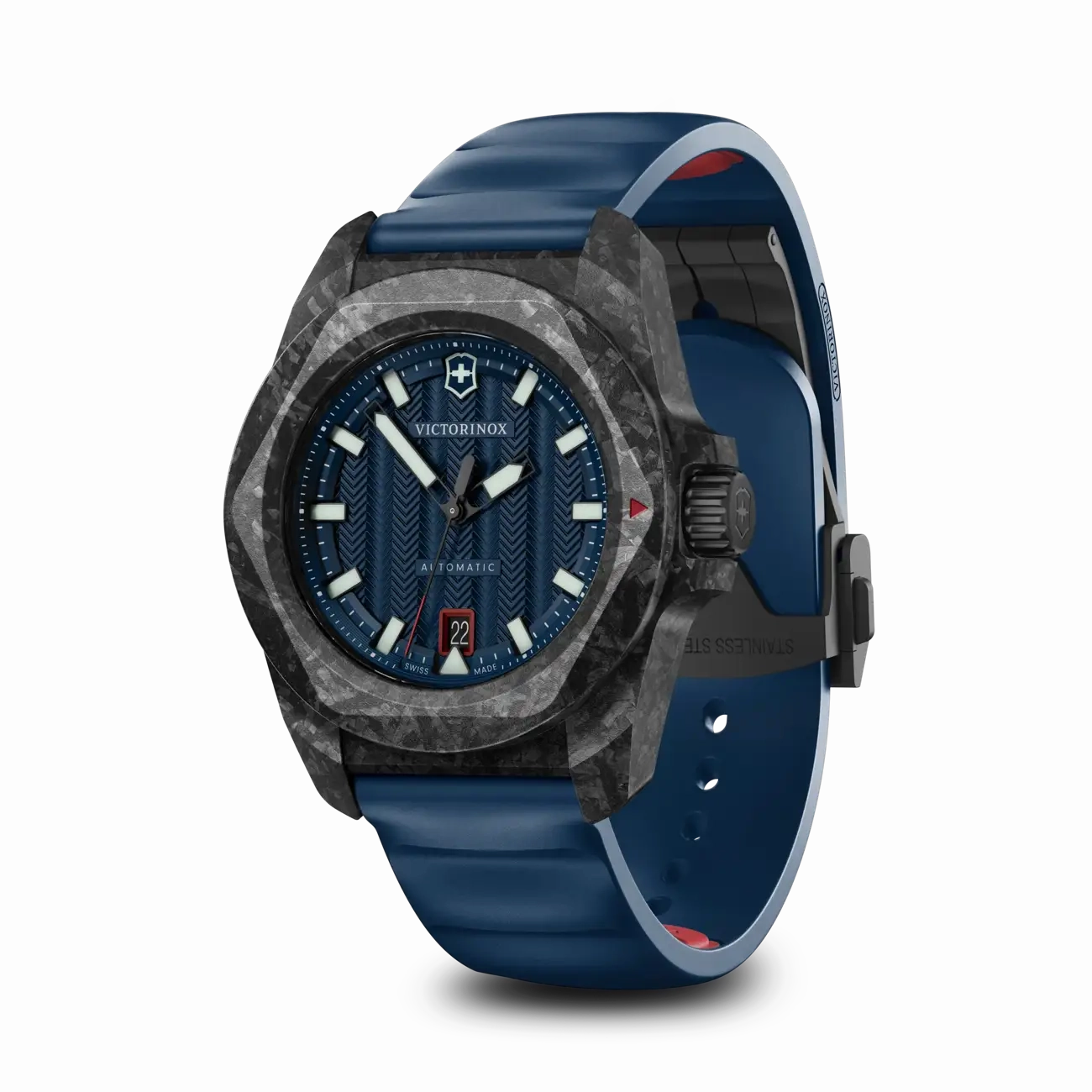Victorinox I.N.O.X Automatic 41mm Set Blue Rubber Blue Dial Carbon Case Watch 242022.1