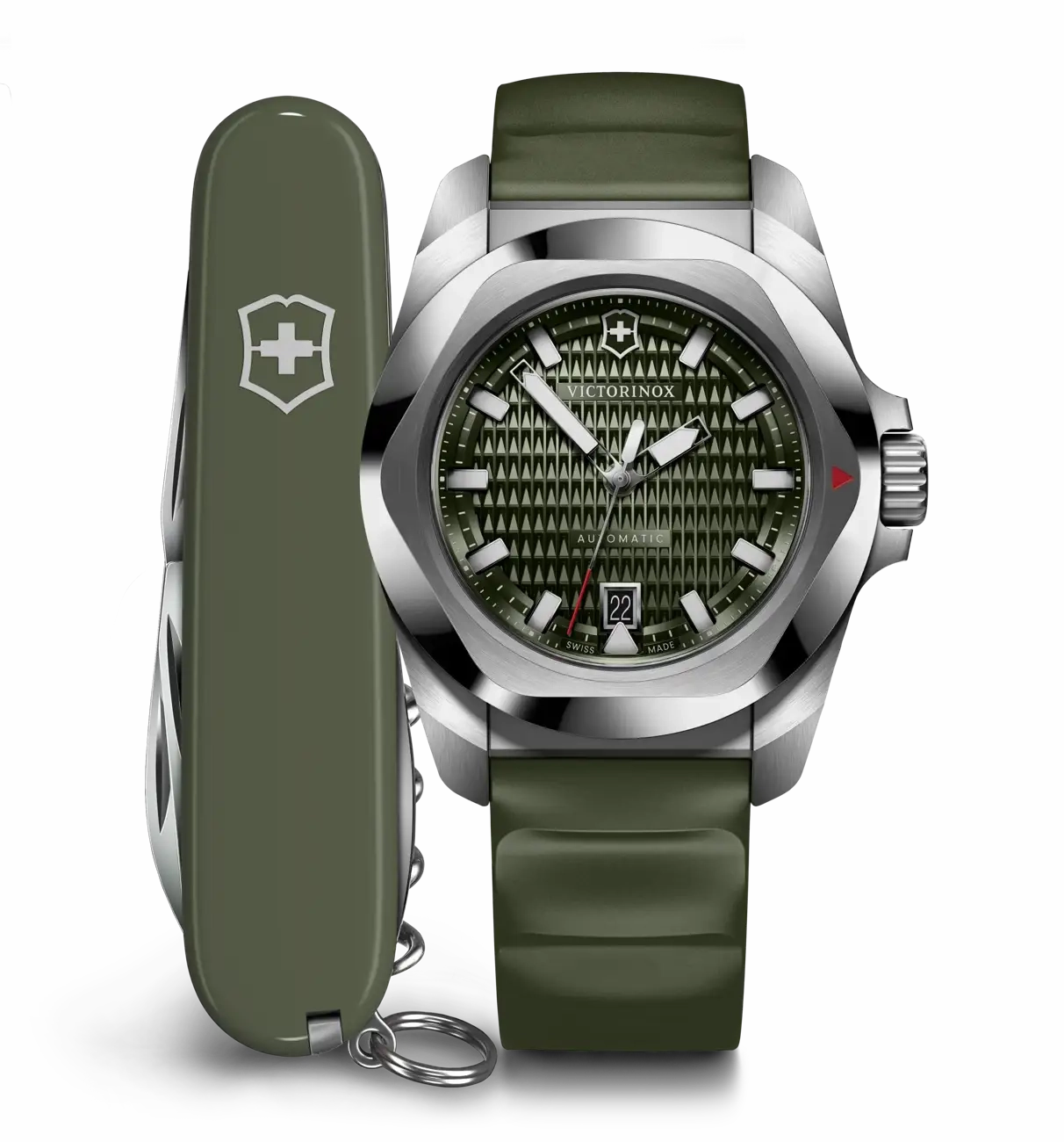 Victorinox I.N.O.X Automatic 41mm Set Green Rubber Green Dial Watch 242017.1