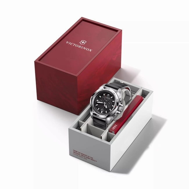 Victorinox Inox 43 Chrono Black Dial Rubber Strap Watch 241983