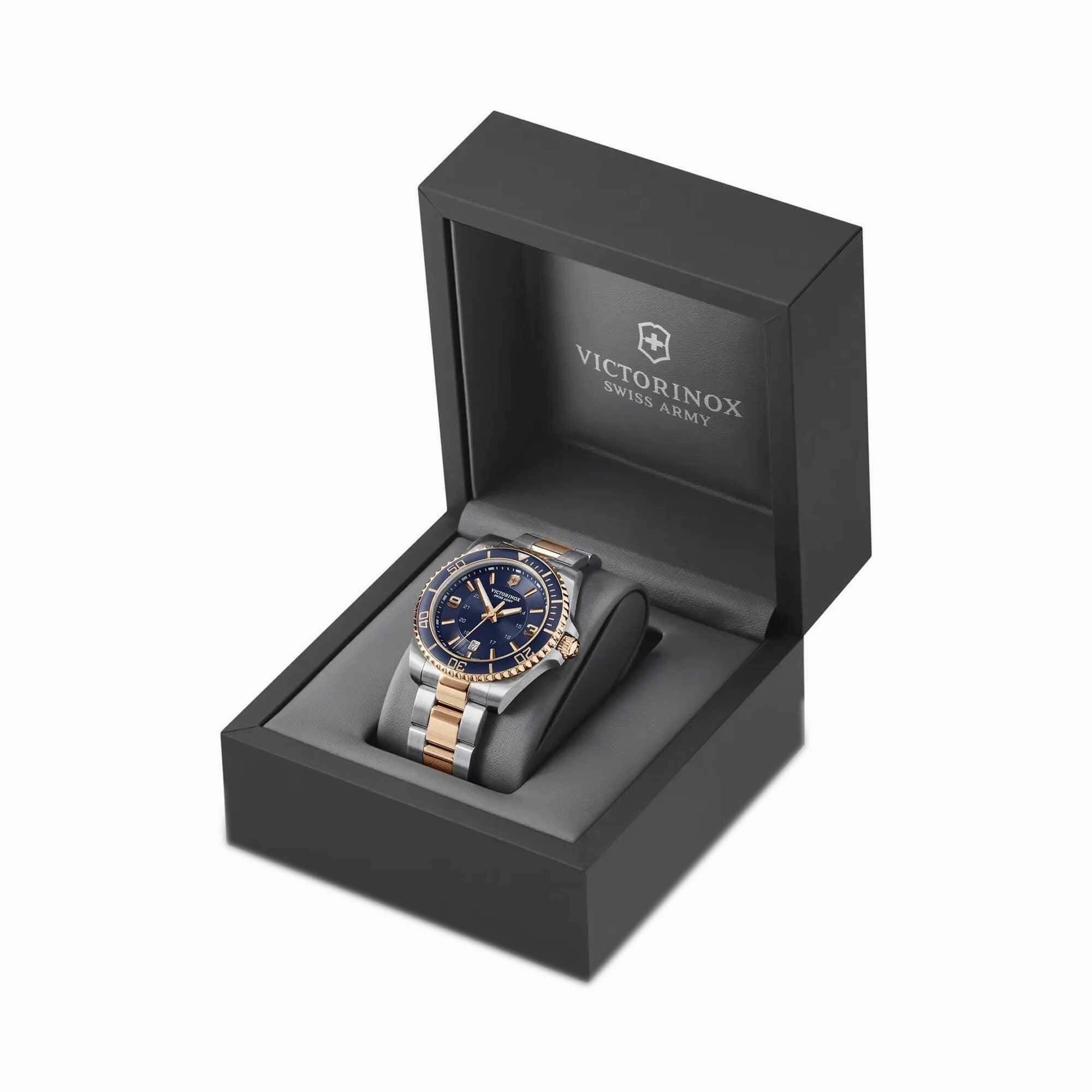 Victorinox Swiss Army Men's Watch - Maverick Silver and Rose Gold Bracelet | 241950