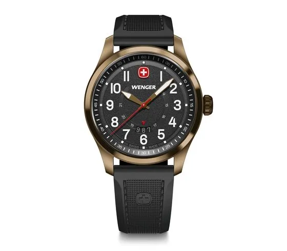 Wenger Terragraph 43 mm Black Dial Silicone Watch 01.0541.125