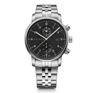 Wenger Urban Classic Chrono Black Dial Stainless Steel Watch 01.1743.122