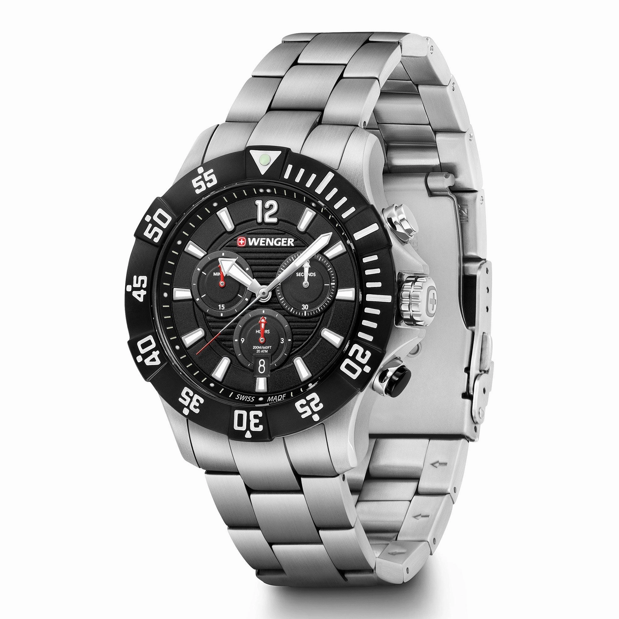 Wenger Seaforce Chrono Black Dial Stainless Steel Watch 01.0643.117