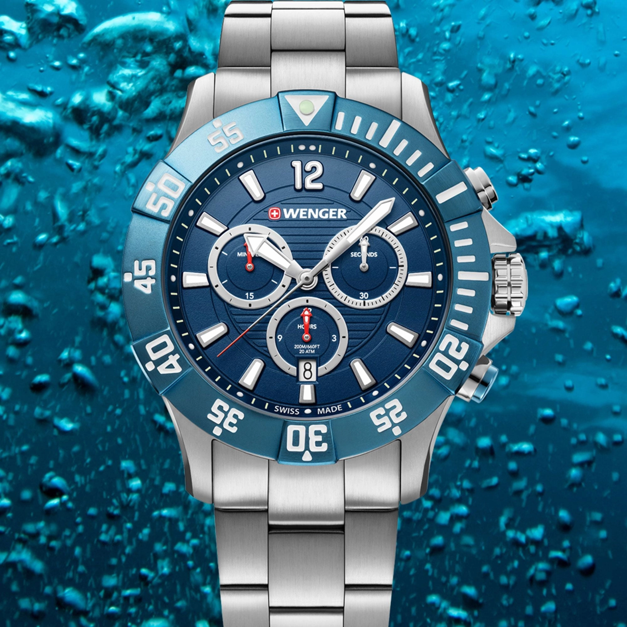 Wenger Seaforce Chrono Blue Dial Stainless Steel Watch 01.0643.119