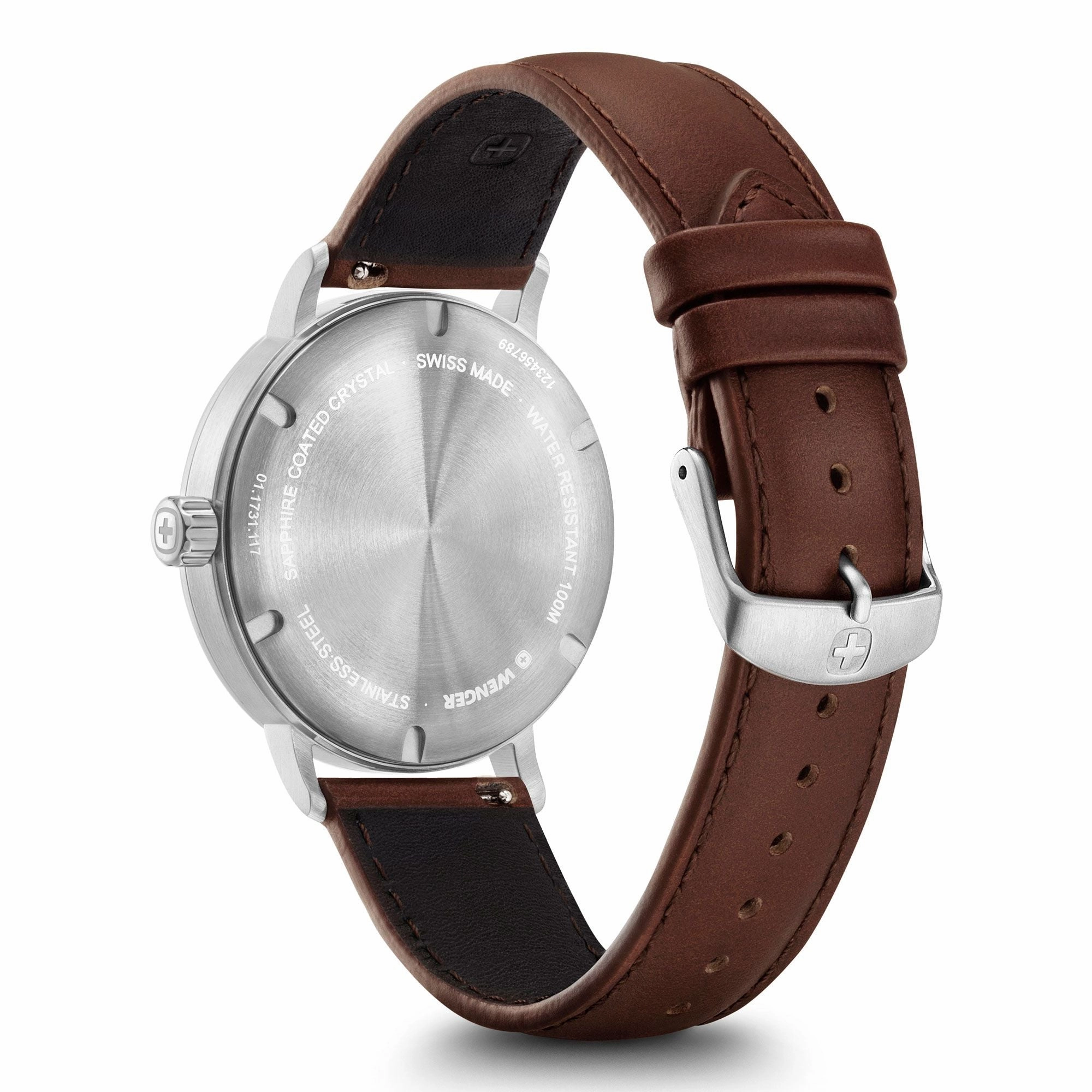 Wenger Urban Classic Silver Dial Brown Leather Watch 01.1731.117