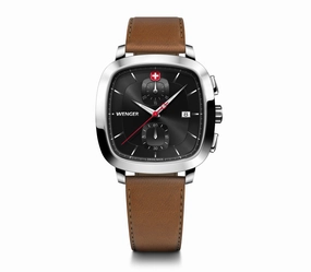 Wenger Vintage Classic Chrono 39.5mm Black Dial Leather Watch 01.1933.102