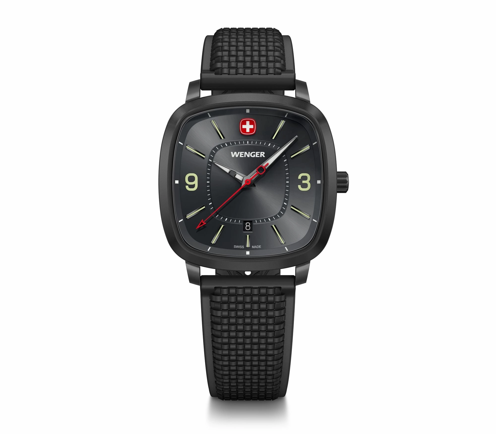 Wenger Vintage Sport 37mm Black Dial Silicone Strap Watch 01.1921.113